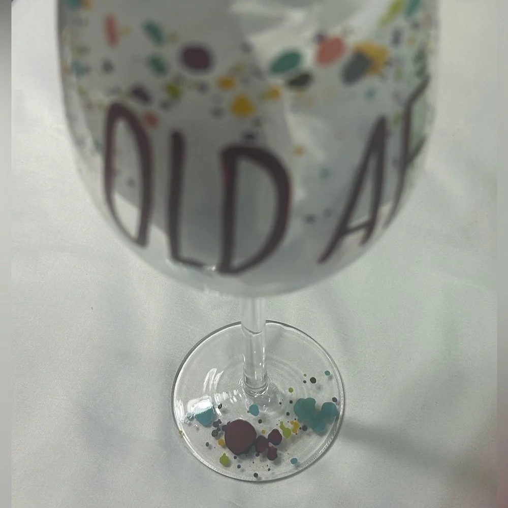 "Old AF" Fun Novelty Wine Glass with Gift Box - Picture 4 of 11